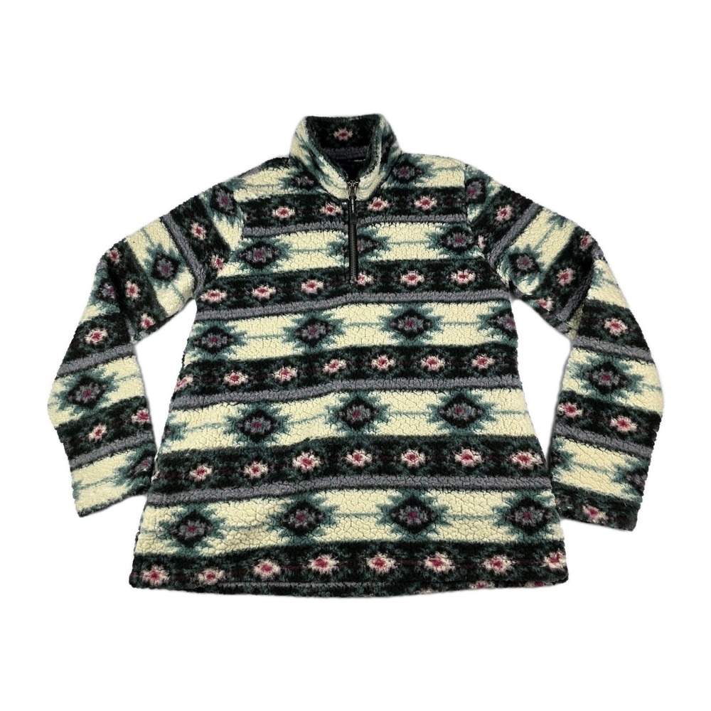 Roper Sweater Womens Size‎ Large Aztec Print Sherpa Pullover Quarter Zip